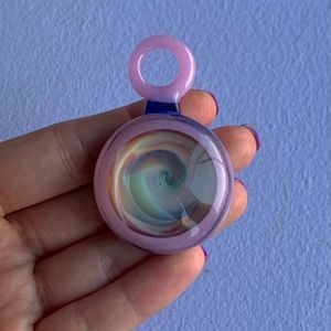 Heady Glass Art Circle Swirl Pendant